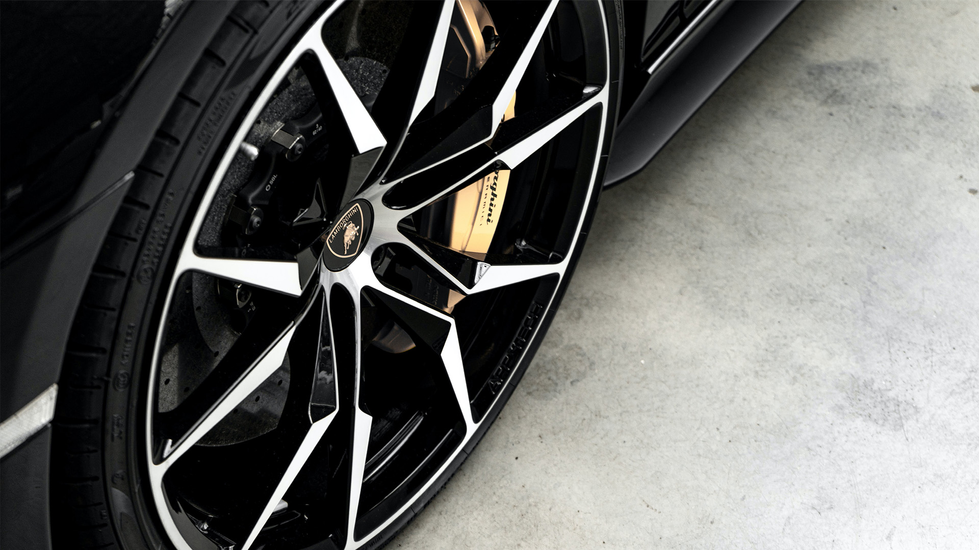 a Lamborghini showing offset wheels